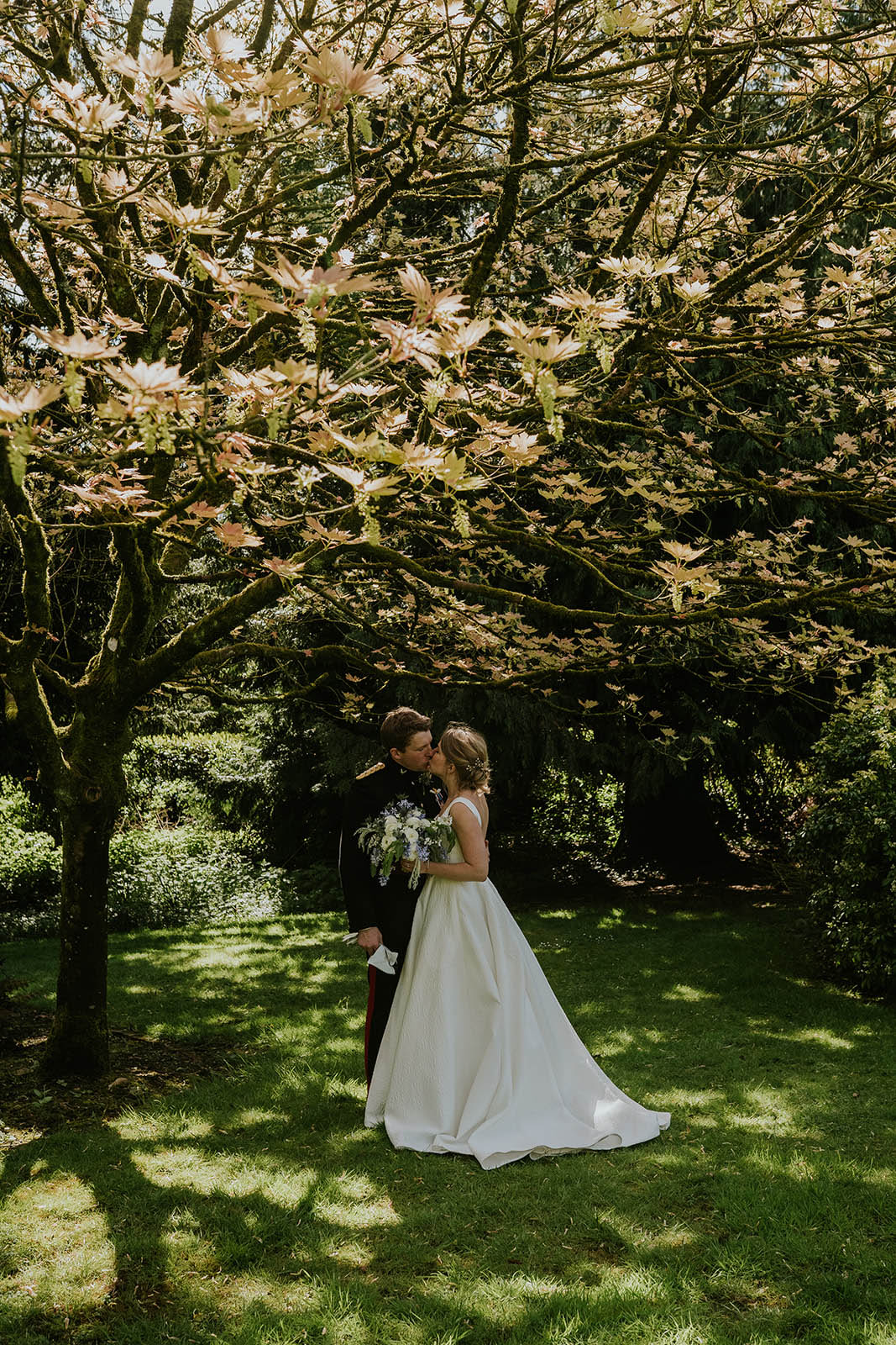 Wedding couple in the orchard